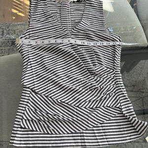 Ann Taylor Grey and White Striped Top